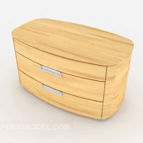 Light Yellow Wood Bedside Table 3d model