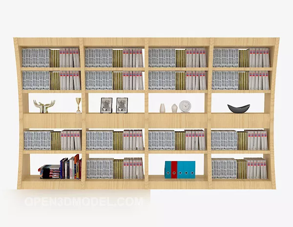 Light Yellow Wooden Bookcase 3d model Light Yellow Wooden Bookcase 3d model