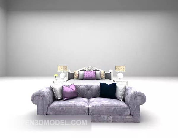 Lilac Bed With Daybed Furniture 3d model Lilac Bed With Daybed Furniture 3d model