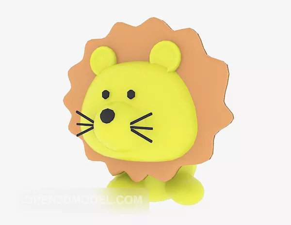 European Lion With Ball Statue 3d model