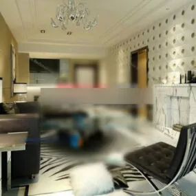 Living Room Space Modern Design 3d model