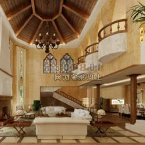 Mediterranean Living Room Design Interior 3d model
