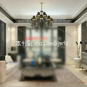 White Living Room Antique Decor 3d model