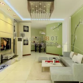 Living Room White Tone 3d model