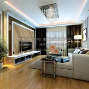 Living Room Clean Design Interior 3d model