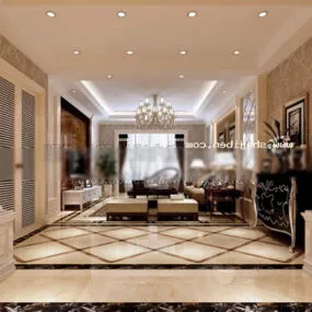 Living Room Warm Tone 3d model