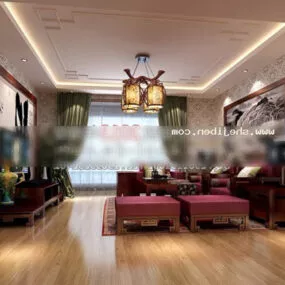 Living Room With Antique Chinese Furniture 3d model
