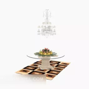 Living Room Coffee Table, Chandelier 3d model