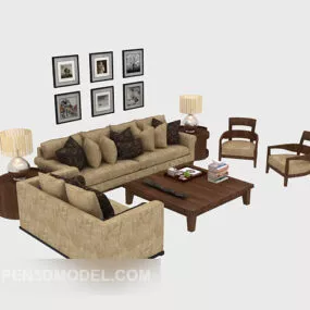Living Room Multi-person Sofa 3d model