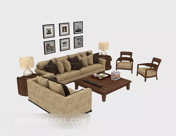 Living Room Multi-person Sofa 3d model Living Room Multi-person Sofa 3d model