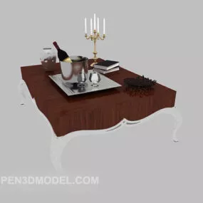 Living Room White Sofa Side Table 3d model