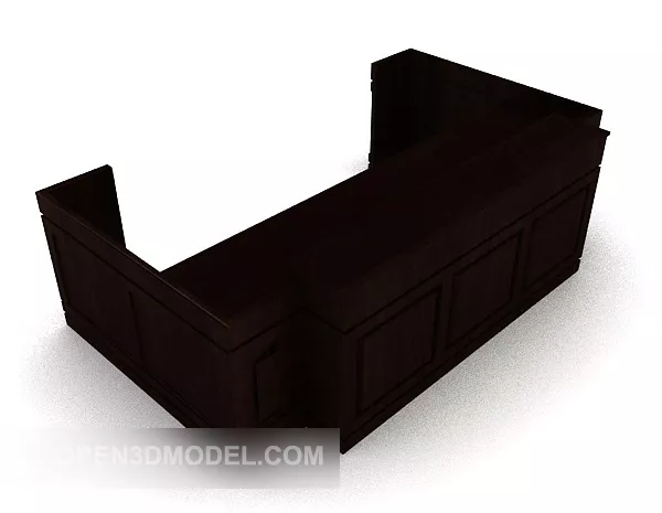 Lobby Solid Wood Bench 3d model Lobby Solid Wood Bench 3d model