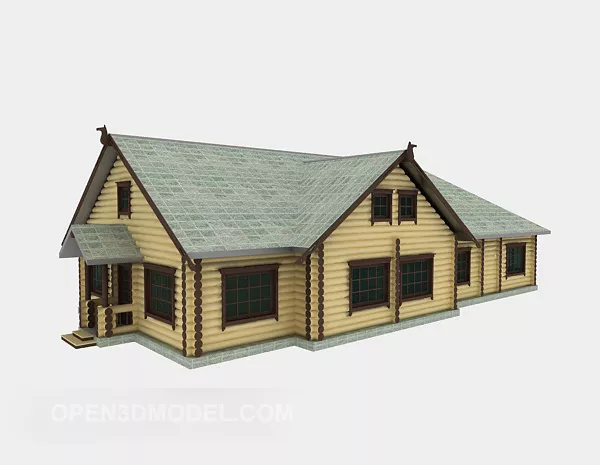 Log Villa House 3d model Log Villa House 3d model