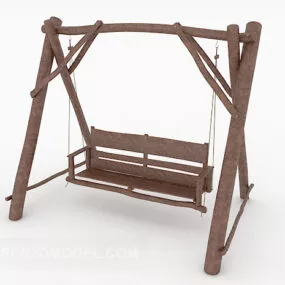 Log Wooden Swing 3d model