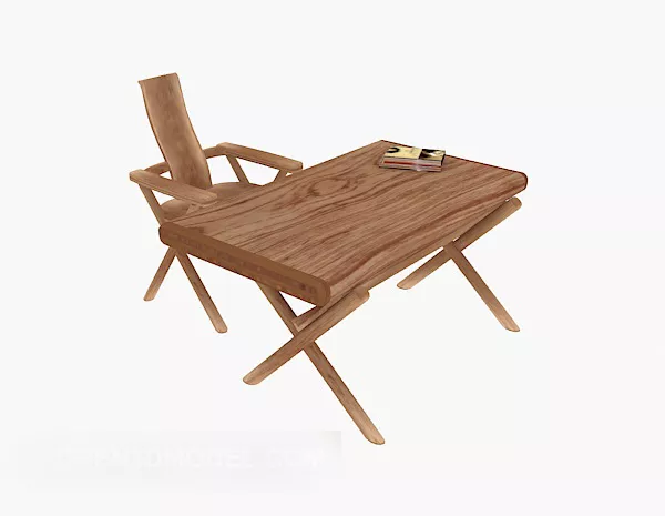 Log Wood Desk Table Chair 3d model Log Wood Desk Table Chair 3d model