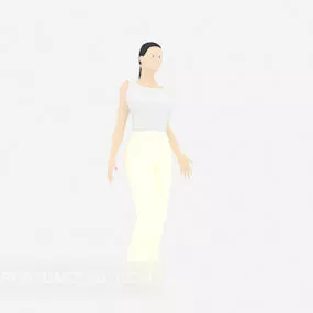 Long Hair Lady Character 3d model