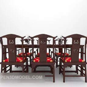 Long-shaped Chinese Traditional Chair 3d model