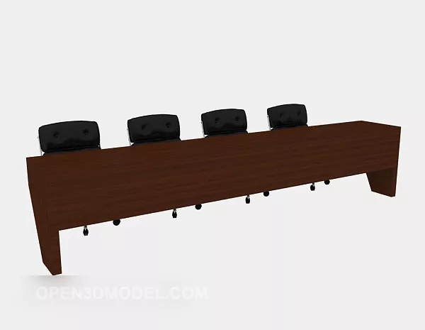 Long Desk Four Chairs 3d model Long Desk Four Chairs 3d model