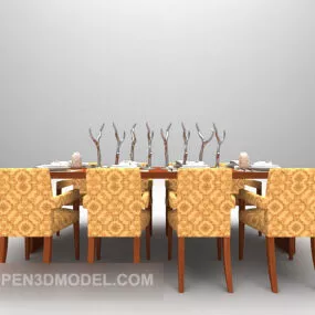 Long-shaped Restaurant Dining Table 3d model