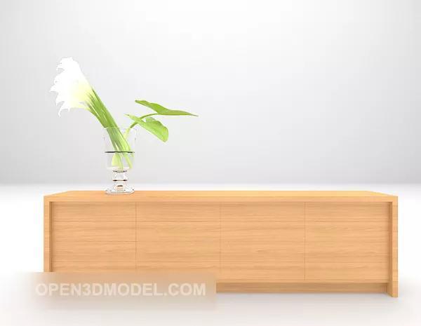 Long-shaped Side Cabinet Wooden Style 3d model Long-shaped Side Cabinet Wooden Style 3d model