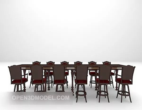 Large Table And Chairs Dinning Set 3d model Large Table And Chairs Dinning Set 3d model