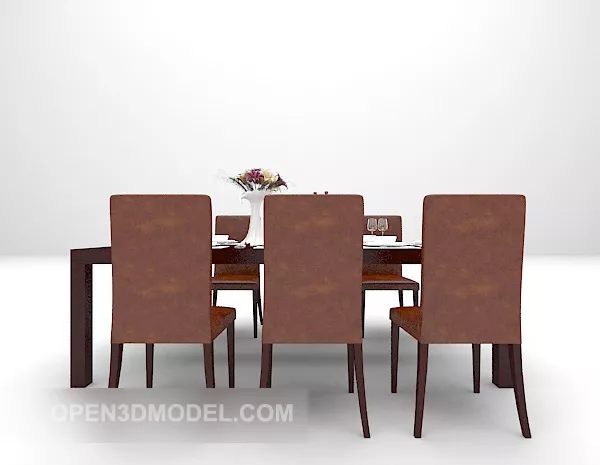 Modern Long-shaped Wooden Dining Table 3d model Modern Long-shaped Wooden Dining Table 3d model
