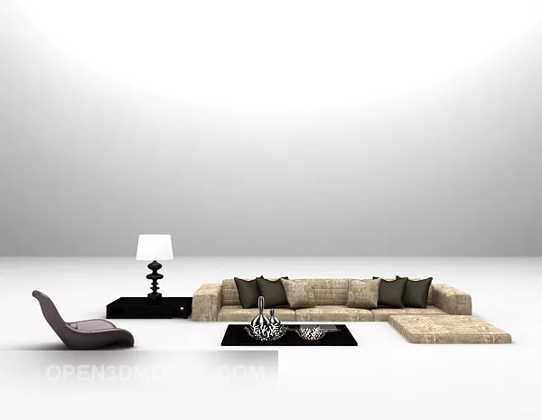 Low Sofa With Table Modern Style 3d model Low Sofa With Table Modern Style 3d model