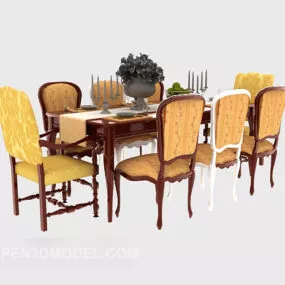 Luxury European Table And Chair 3d model