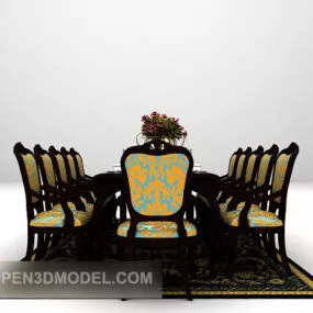 Wooden Dinning Luxury Table Furniture 3d model