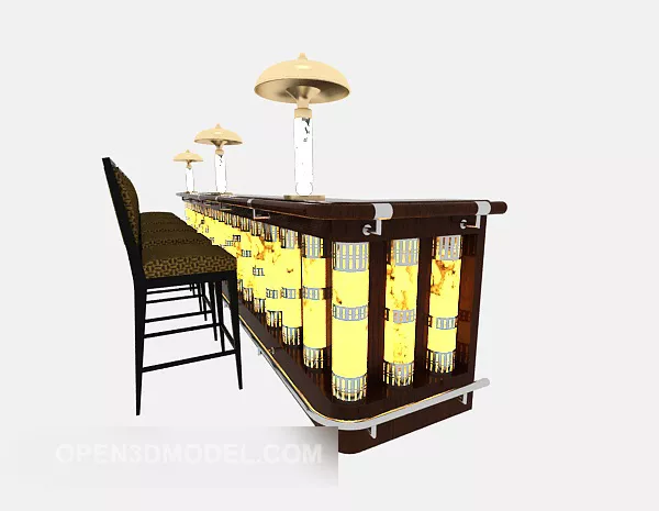Luxury Bar Bar Table Chair 3d model Luxury Bar Bar Table Chair 3d model