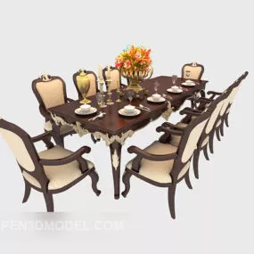 Luxury Generous European Table And Chair 3d model