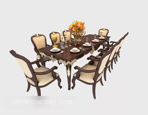 Luxury Generous European Table And Chair 3d model Luxury Generous European Table And Chair 3d model