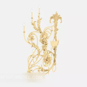 Luxury Gold European Wall Lamp 3d model