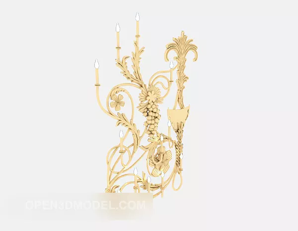 Luxury Gold European Wall Lamp 3d model Luxury Gold European Wall Lamp 3d model