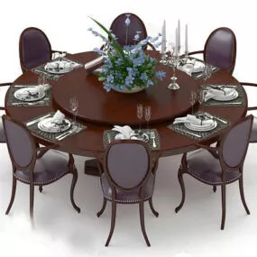 Mahogany Round Dinning Table 3d model