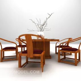 Mahogany Table Chair 3d model
