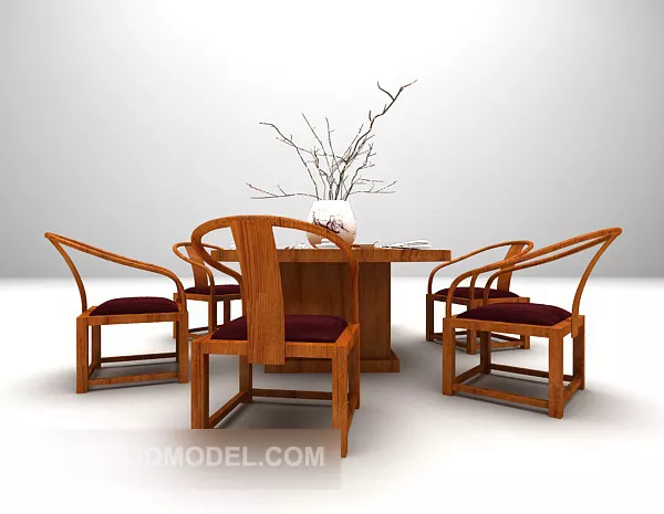 Mahogany Table Chair 3d model Mahogany Table Chair 3d model