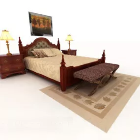 Mahogany Double Bed 3d model