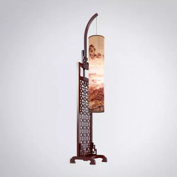 Traditional Wood Floor Lamp 3d model Traditional Wood Floor Lamp 3d model