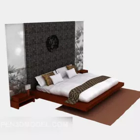 Mahogany Home Double Bed 3d model