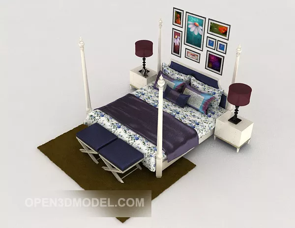 Mediterranean Fresh Double Bed 3d model Mediterranean Fresh Double Bed 3d model