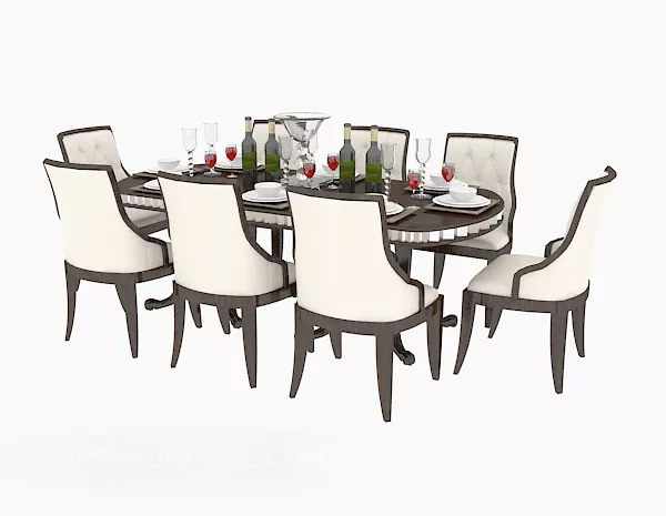 Mediterranean Home Dining Table And Chair 3d model Mediterranean Home Dining Table And Chair 3d model