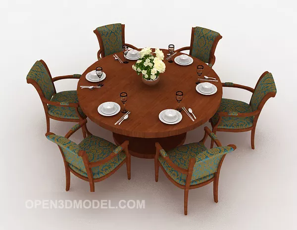 Mediterranean Home Table And Chai Sets 3d model Mediterranean Home Table And Chai Sets 3d model