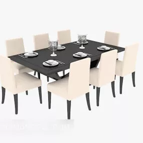 Mediterranean Simple Dining Table Chair 3d model