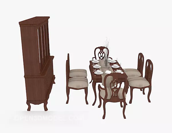 Mediterranean Dining Table Chair Cabinet 3d model Mediterranean Dining Table Chair Cabinet 3d model