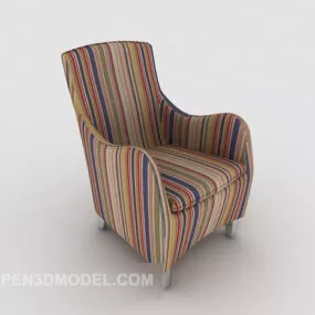 Mediterranean Striped Home Single Sofa 3d model