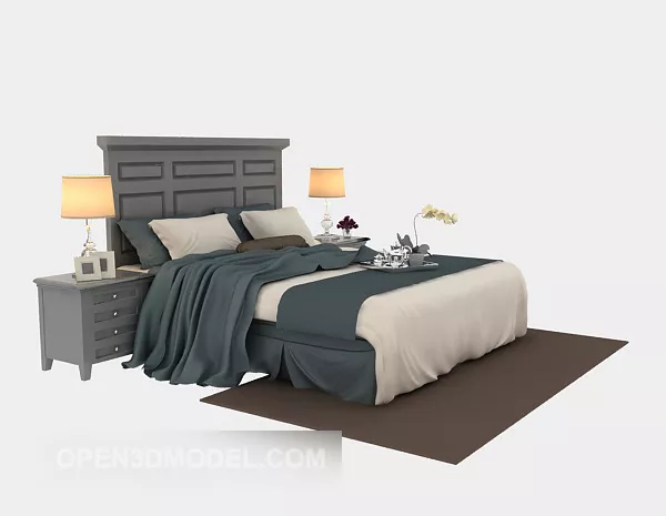 Mediterranean Style Bed With Carpet 3d model Mediterranean Style Bed With Carpet 3d model
