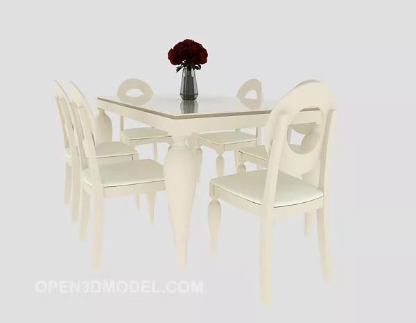 Rectangle Glass Top Dining Table 3d model
