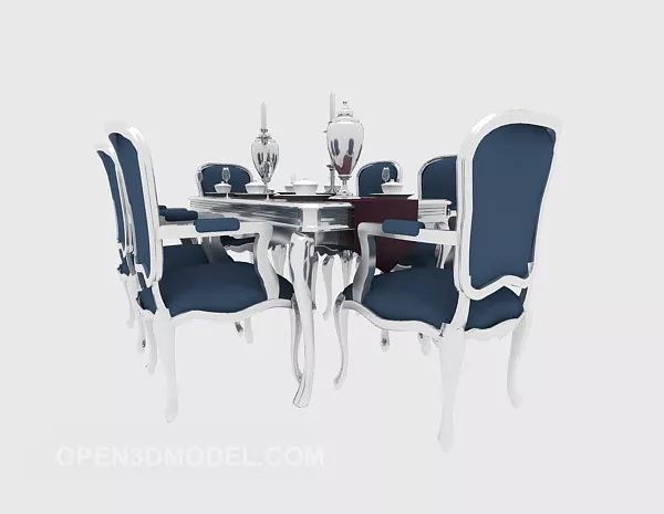 Mediterranean Style Dining Table Chair 3d model Mediterranean Style Dining Table Chair 3d model