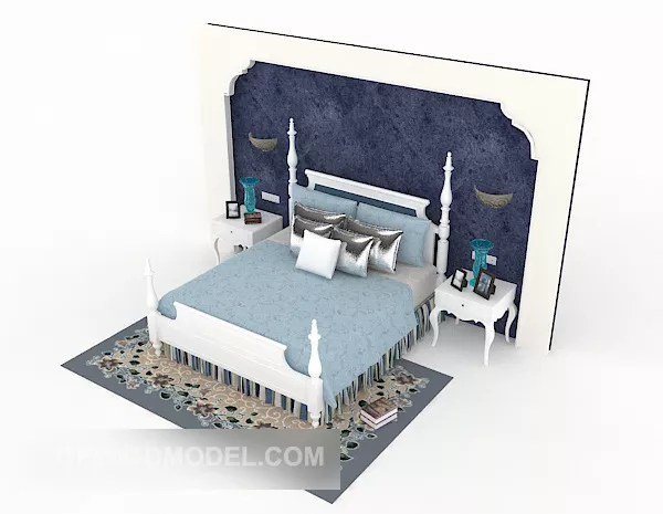 Mediterranean Style Double Bed 3d model Mediterranean Style Double Bed 3d model